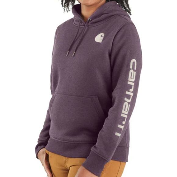 Carhartt Hoodie Relaxed Fit Heavyweight Sweatshirt Spellout Blackberry Purple S - Picture 1 of 6